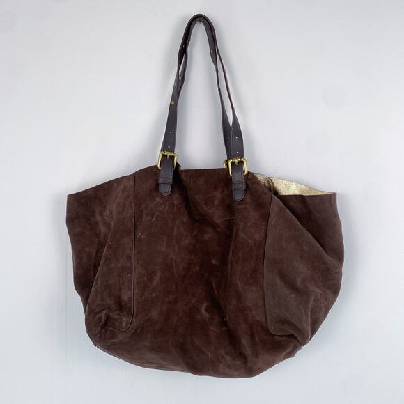 Gerard Darel Simple Leather Bag Brown Suede - Picture 1 of 8